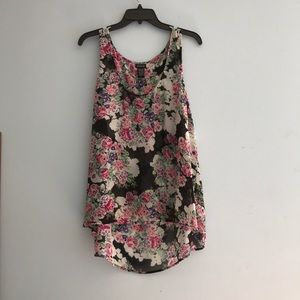 Floral High-Low Tank Top